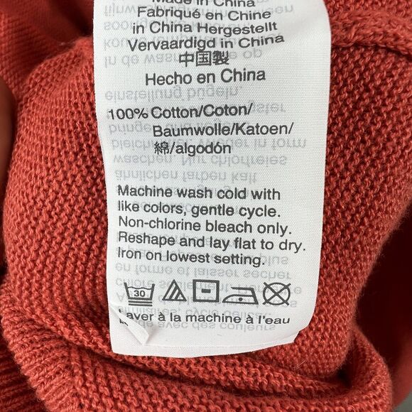 J.Crew Orange 100% Cotton Crewneck Sweater Size M Thin Weight Pullover - Picture 8 of 8